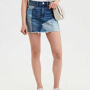 Patchwork Denim Mini Skirt